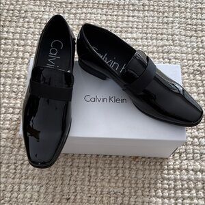 CALVIN KLEIN | Glossy Black Men's Slip-Ons